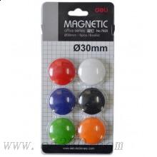 得力7825磁釘φ30mm(混色)(6個(gè)/卡)