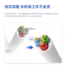 得力18251-03插座_2+2_3米_PVC袋裝(白)(只)