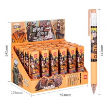 得力A595火影忍者臻順滑學生中性筆0.5mm按動加強型針管(黑)(盒)