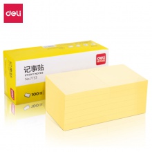 得力7733記事貼(淡黃)76×76mm(包)