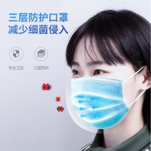得力19380成人口罩（商超裝10只/包）(藍色)(只)