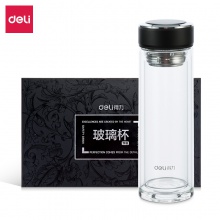 得力8978玻璃杯(黑)320ml蓋子鋅合金氧化