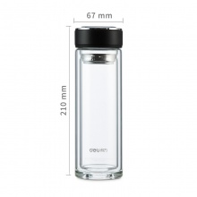 得力8978玻璃杯(黑)320ml蓋子鋅合金氧化