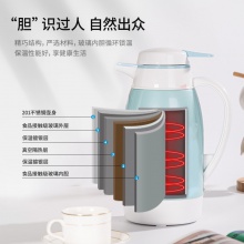 得力8964保溫壺(藍)(個)1.6l玻璃內膽