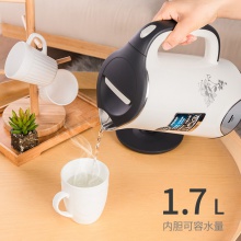 得力0766電熱水壺(白+深灰)(個)1.7L外塑內鋼