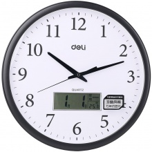 得力8951掛鐘(深灰)40.5cm萬年歷功能（16寸）